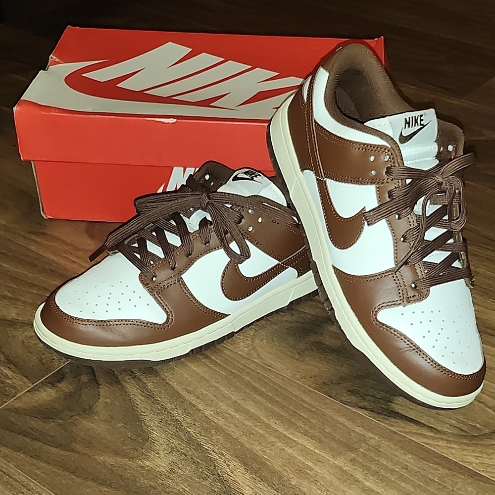 Nike Brown and White Dunk Sneakers